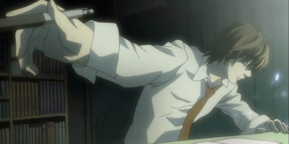 Light Yagami Writes In The Death Note In Death Note