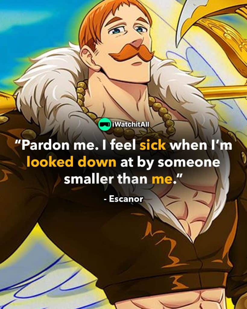 “Pardon me. I feel sick when I’m looked down at by someone smaller than me.”
