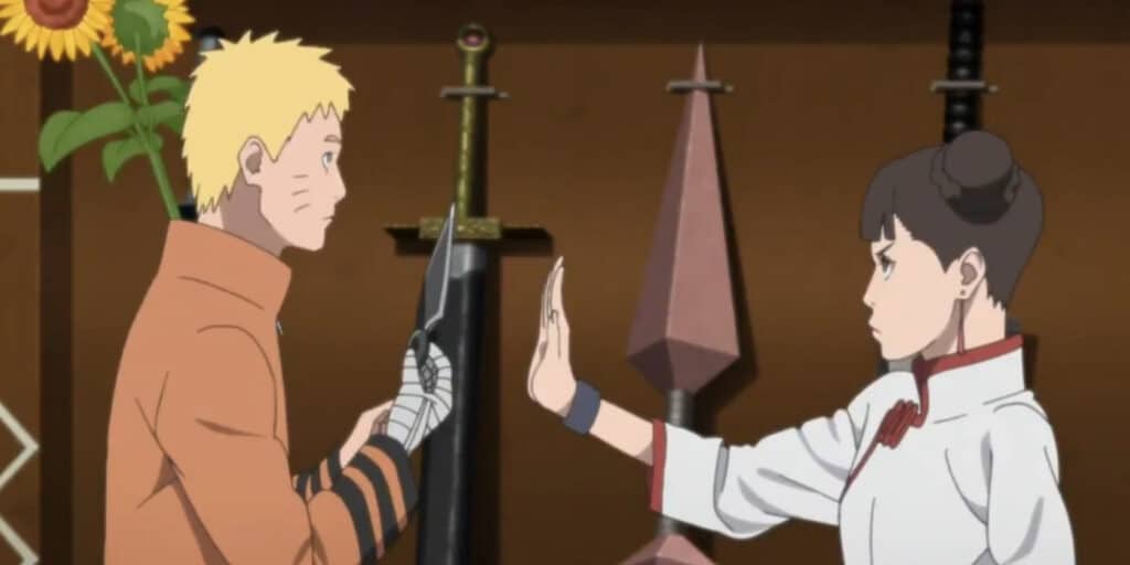 Naruto And Tenten At Her Weapon Show In The Boruto Series